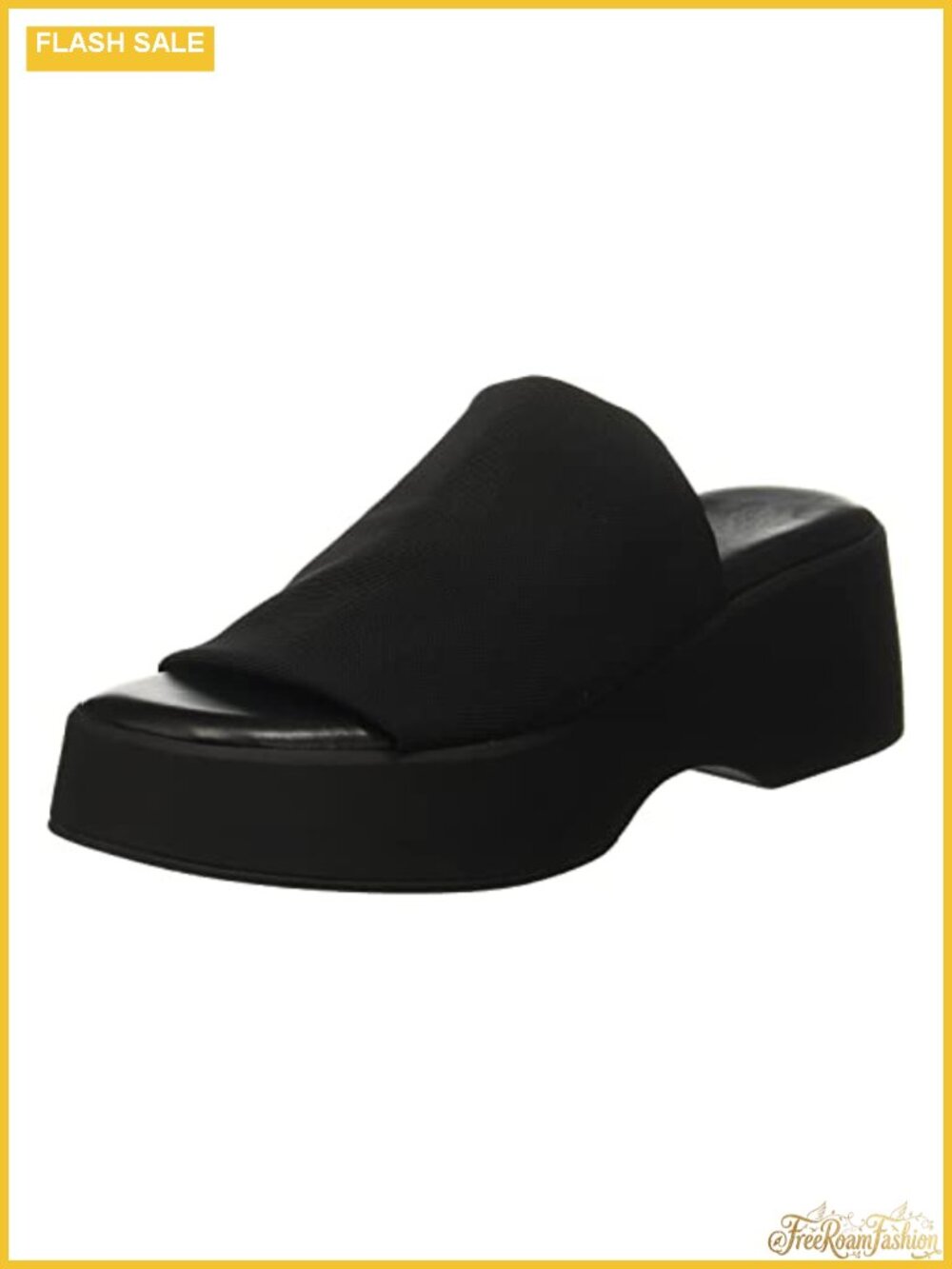 Womens Platform Wedge Slide Sandals Open Toe Slip On Elastic Band 2.25" Heel